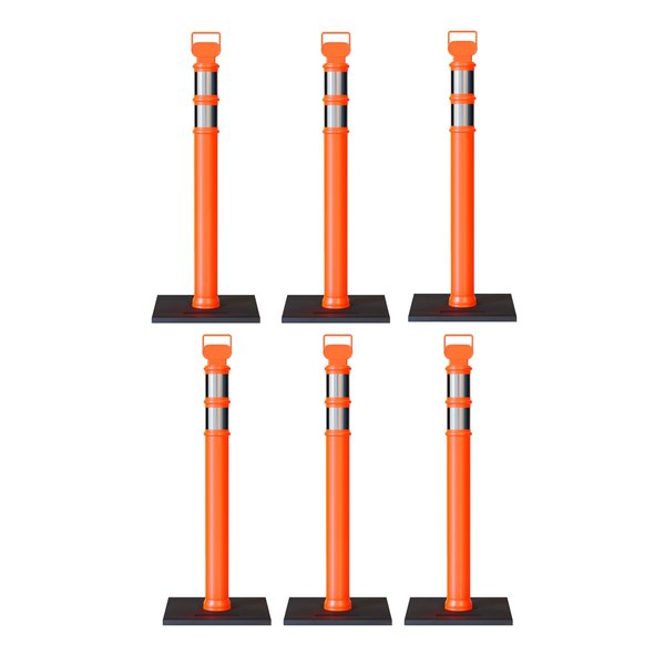 Montour Line Orange Delineator Post with Base, 45 In, 6 Pack DL1-OR-10-KT-6